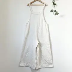 【ZARA】ザラ　オールインワンデニム　サロペット　ワイドパンツ　白　ジーンズ