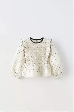 ZARAKIDS ラインストーンポルカドットブラウス