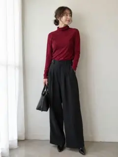 HIROKO BIS 長袖カットソー レッド Mサイズ　大人コーデ　カジュアルのサムネイル
