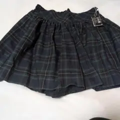 ダークグリーンチェック キュロット M/L