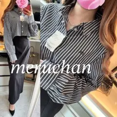 【新品】コーデ売り♡ショート丈ストライプシャツ＆シンプルロングスカート