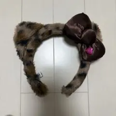 ヒョウ柄カチューシャ キティ ブラウンリボン
