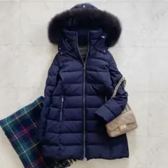 極美品　ナノユニバース　西川ダウン　サージロングダウン　ネイビー　36