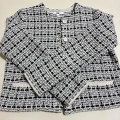 UNIQLO ノーカラージャケット L ホワイト/ブラック