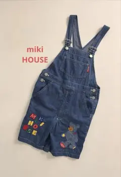 mikiHOUSEミキハウスキッズオーバーオールレトロワッペンくまロゴ120cm