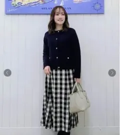 【新品未使用】Dessin 洗えるチェック柄起毛フレアスカート