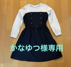 a.v.v ネイビーとアイボリーのボタン付きワンピース