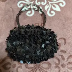 ビーズ装飾 黒 パーティーミニバッグ