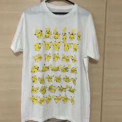 ポケモン ピカチュウ 総柄 Tシャツ L 半袖 白 キャラ アニメ