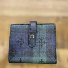 Daily russet パープルチェック 二つ折り財布