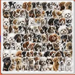 シール- ／コラージュ素材/海外/ステッカー/犬　かわいい 防水 ペット　子犬