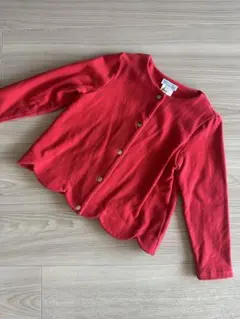 JACADI カーディガン　レッド　スカラップ　6A