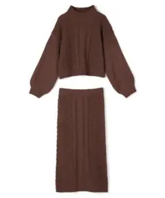 GRL ボリュームスリーブトップスXタイトスカートケーブルニットセットアップ