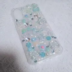 iPhone16 ケース デコ電 デコケース 水色 地雷系 平成女児 天使界隈