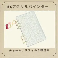 アクリルバインダー A6 リフィル付き　トレカ収納　チャーム付き　桜　シール帳