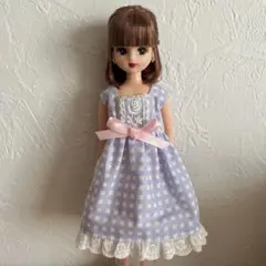 【残り2着】リカちゃん ハンドメイド ワンピース No.77 チェック柄 うす紫のサムネイル