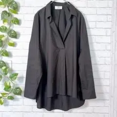 プルミエアロンディスモン スキッパーシャツ M コットン 黒 ブラウスのサムネイル