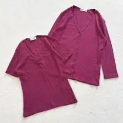 ヴァンドゥーオクトーブル　7分袖アンサンブル　ニットカーディガン　きれいめ