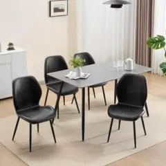 【set品】ダイニングセット 5点セット 幅140cm グレイ✕ブラックのサムネイル