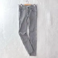 アースミュージックアンドエコロジー　 ストライプ スキニーパンツ　【S】　綿混