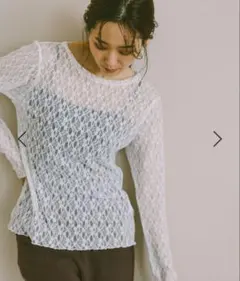 【新品未使用】GLOBAL WORK ストレッチ総レースプルオーバー前後2way