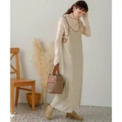 Babバブベージュキャミソールワンピース個性的リボン淡色女子アーバンリサーチ