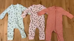 ロンパース3点セット（水色・ピンク・コーラルピンク）