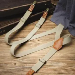 サスペンダー ビンテージ風 Y型 PUレザーコットン カジュアル