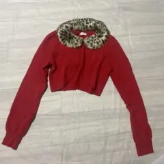 MILK 赤 カーディガン レオパード襟