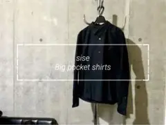 sise big pocket shirts black シセ