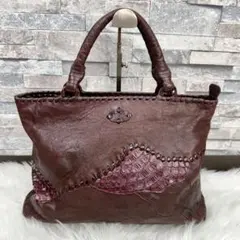 IBIZA イビサ レザーハンドバッグ トートバック ロゴパッチワーク 再構築鞄