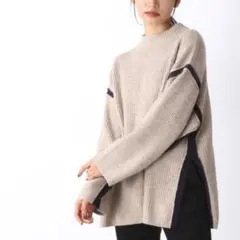 5Gハイショクボトルネックプルオーバー 絶妙な配色がジーナシスらしい！ベージュ♪