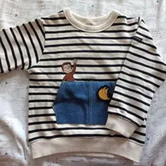 petit main ストライプ トレーナー 110　おさるのジョージ