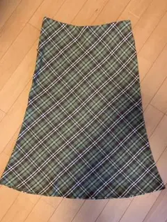 緑系チェック柄フレアスカート