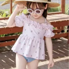新品未使用　teddyshopフリル付き花柄水着 130cm