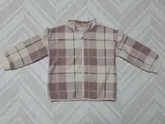 【H＆M】チェック柄フリース フリル付 ピンク 12-18M 80