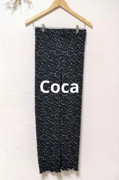 Coca コカ 楊柳 ドット プリーツ パンツ お洒落 カワイイ ブラック
