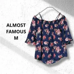 ALMOST FAMOUS ネイビー花柄オフショルダー M