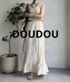 DOUDOU 【新品タグ付き】シアープリーツスカート　アイボリー