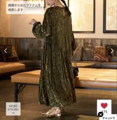 フラワープリント ロングドレス オリーブグリーン