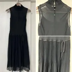 夏物値下げ　コムサ イズム 新品 未使用 ブラックプリーツワンピース フリル