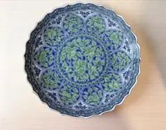 美濃焼 庫山窯 大皿 前畑陶器 青華緑彩 輪花大皿 30cm - メルカリ