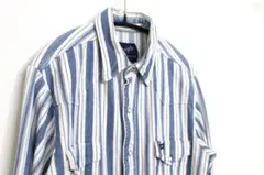 【ヴィンテージ】メンズM　ラングラー　ストライプ　デニム　ウエスタンシャツ