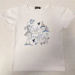 BeBe マリンGIRL天竺パフスリーブTシャツ　110