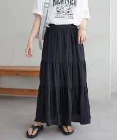 サテンワッシャーボリュームティアードスカート