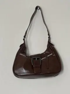 ブラウン レザー調ショルダーバッグ Y2K vintage 韓国ワンショルダー