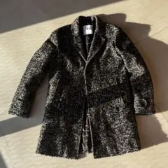 一枚目着画ZARA ツイードコート ジャケットブラック メンズ　レディース
