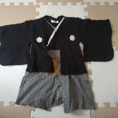PUFF 2 KIDS 黒ストライプロンパース 70cm