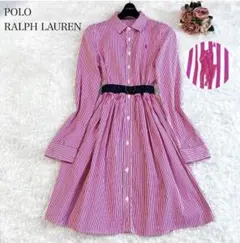 ポロ ラルフローレン シャツ ワンピース ストライプ ベルトつき