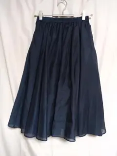 ネイビー フレアスカート ひざ丈
